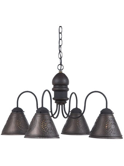 Cambridge Chandelier in Black Over Red Color.